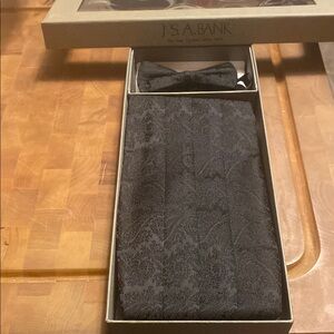 JOS. A. BANK Black Paisley Tie and Bow Tie Set